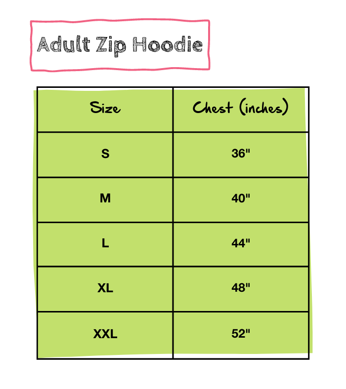 Adult zip hoodie