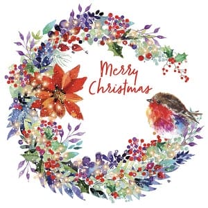 Robin and Wreath - Christmas Cards